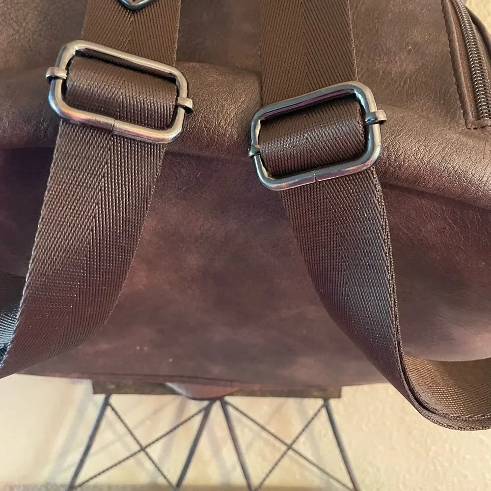 Cluci Faux Leather Vegan Leather Brown Women’s Backpack - Picture 8 of 16